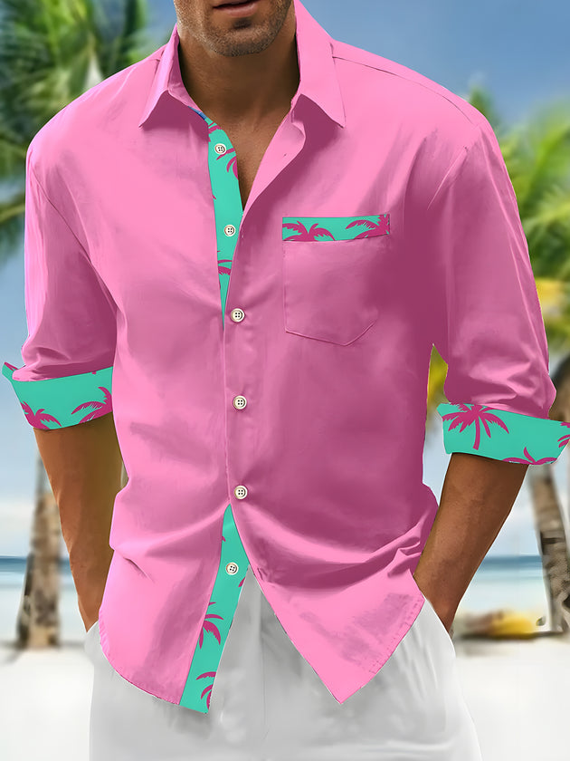 men's Hawaiian shirt front view tropical beach vacation