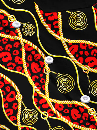 Men's retro print short sleeve shirt flat lay view