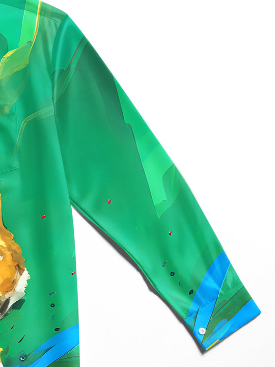 Men's Animal Tiger long sleeve shirt close-up detail view