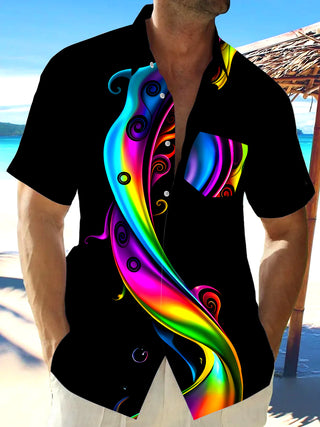 Men's abstract tie dye short sleeve shirt front view