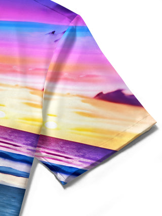 Men's Hawaiian short sleeve shirt fabric texture detail close-up