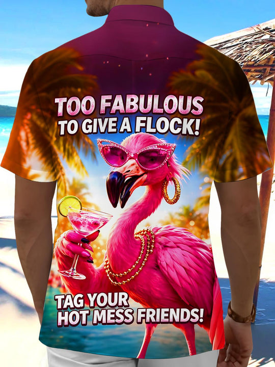 Cool Hawaiian Flamingo Party Men's Pocket Short Sleeve Shirts
