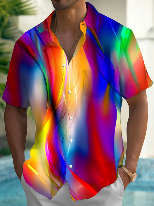 Men's abstract print short sleeve shirt front view