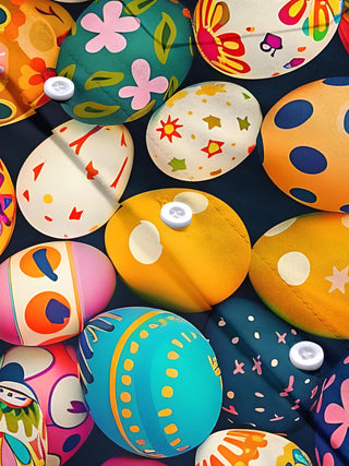men's Easter egg print short sleeve shirt flat lay