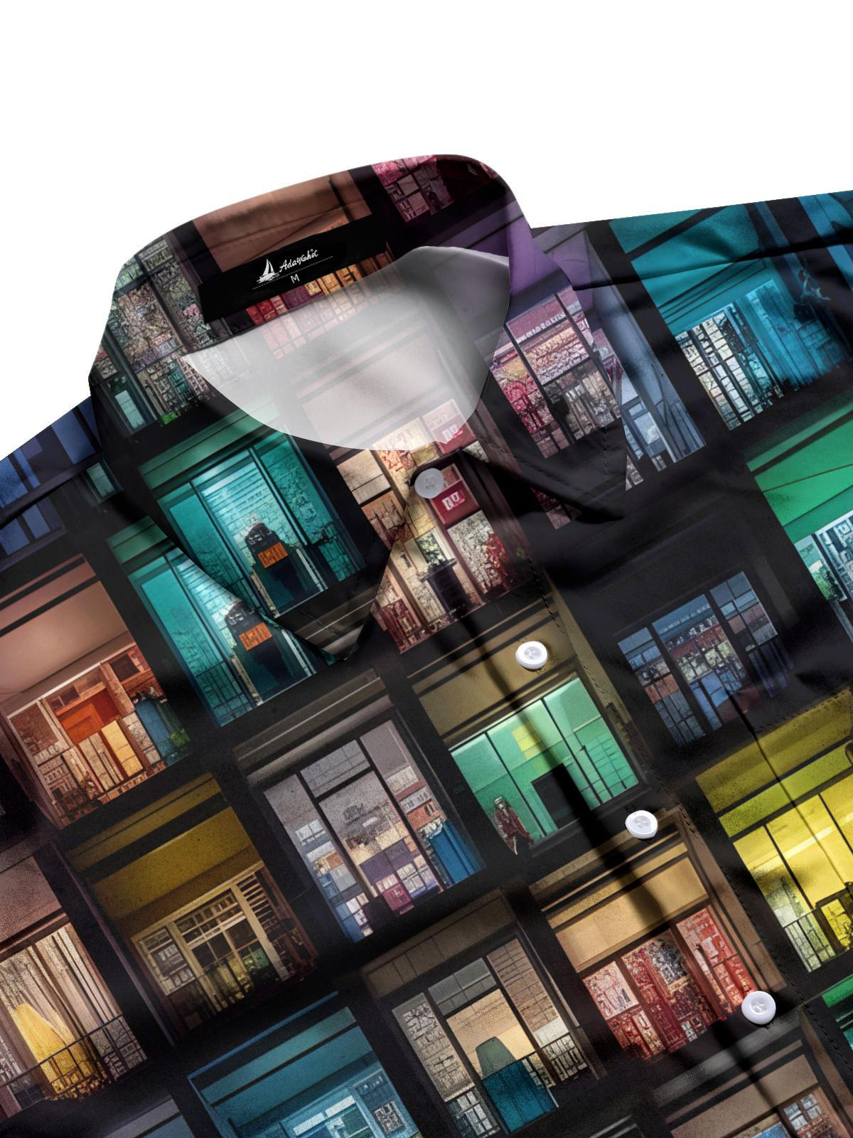 Balcony Print Men's Pocket Short Sleeve Shirts