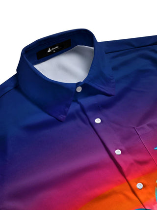 men's Hawaiian short sleeve flat lay shirt