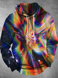 Abstract Long Sleeve Hooded Pocket Men's Top