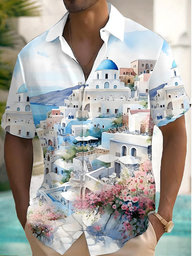 men's patterned sweater shirt front view