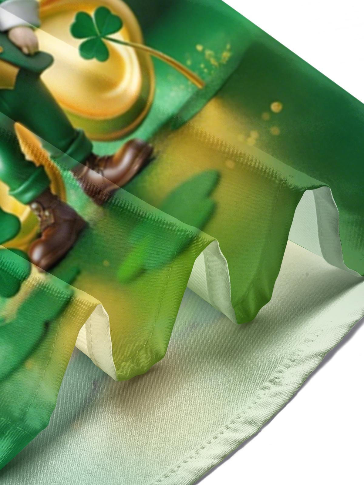 St. Patrick's Day Goblin Four-Leaf Clover Print Men's Pocket Short Sleeve Shirts