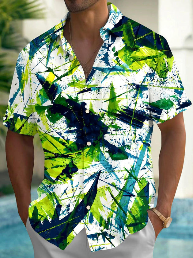 Tie Dye Abstract Men's Pocket Short Sleeve Shirts