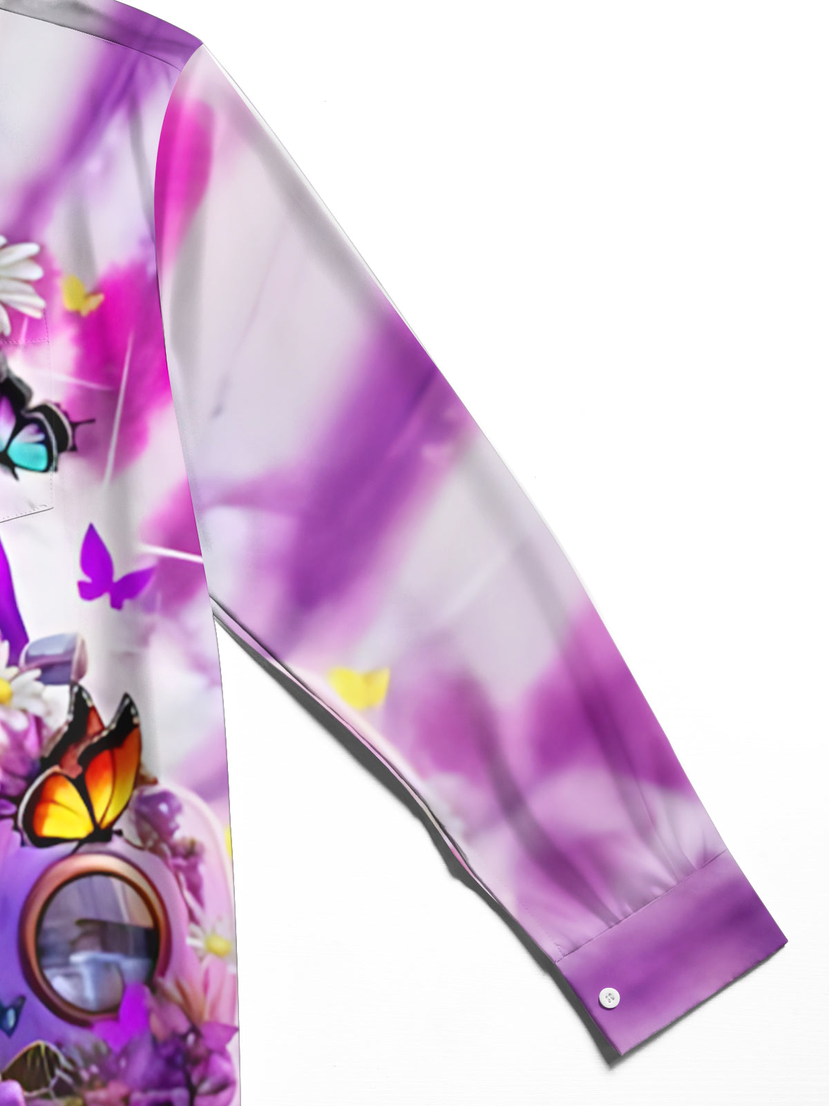 Hippie Car Tie Dye Print Men's Pocket Long Sleeve Shirts