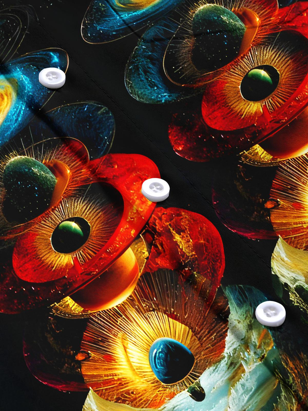 Psychedelic Star Planet Men's Pocket Short Sleeve Shirts