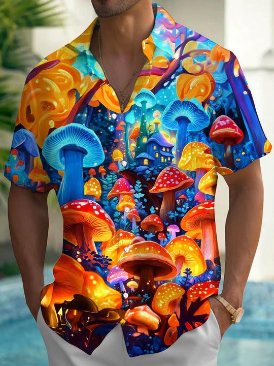 men's mushroom print shirt front view