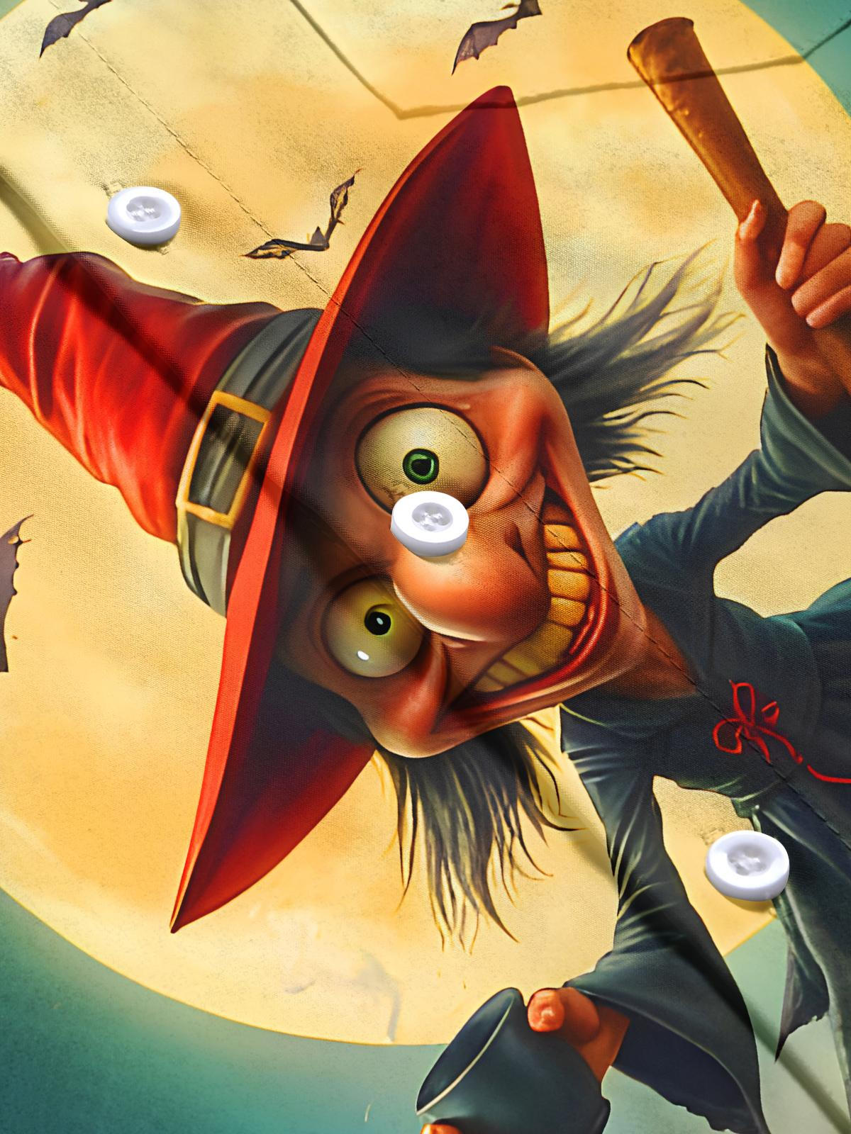 Funny Halloween Witch Moon Men's Pocket Short Sleeve Shirts