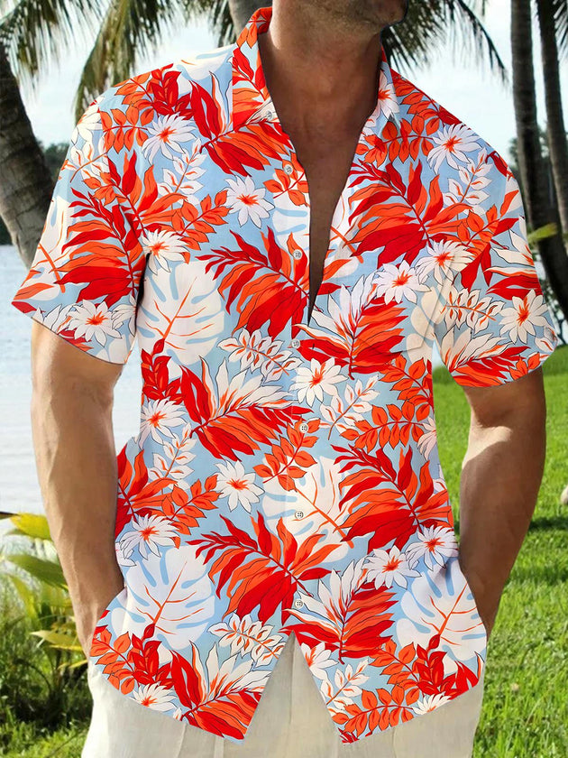 men's Hawaiian shirt front view tropical beach vacation