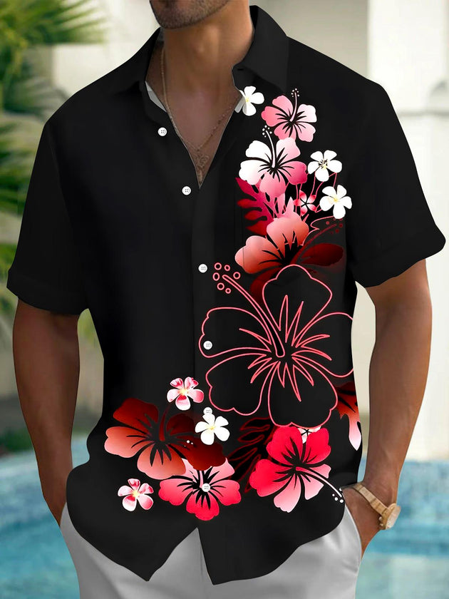 Floral Men's Pocket Short Sleeve Shirts
