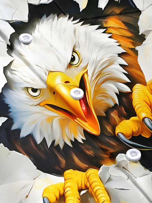 men's eagle print short sleeve flat lay shirt