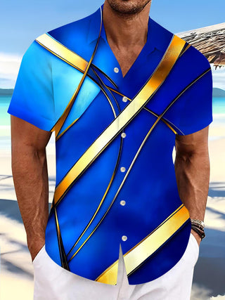 men abstract print short sleeve shirt front view
