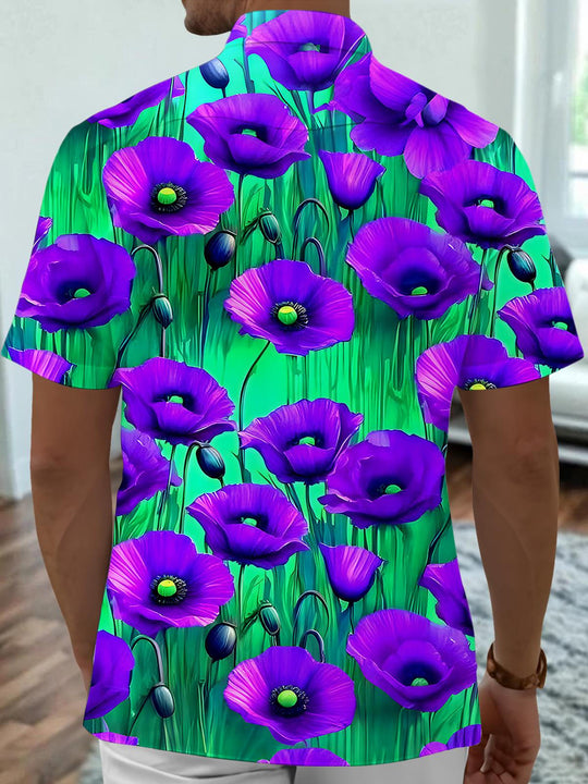 Men's back view floral short sleeve Hawaiian shirt