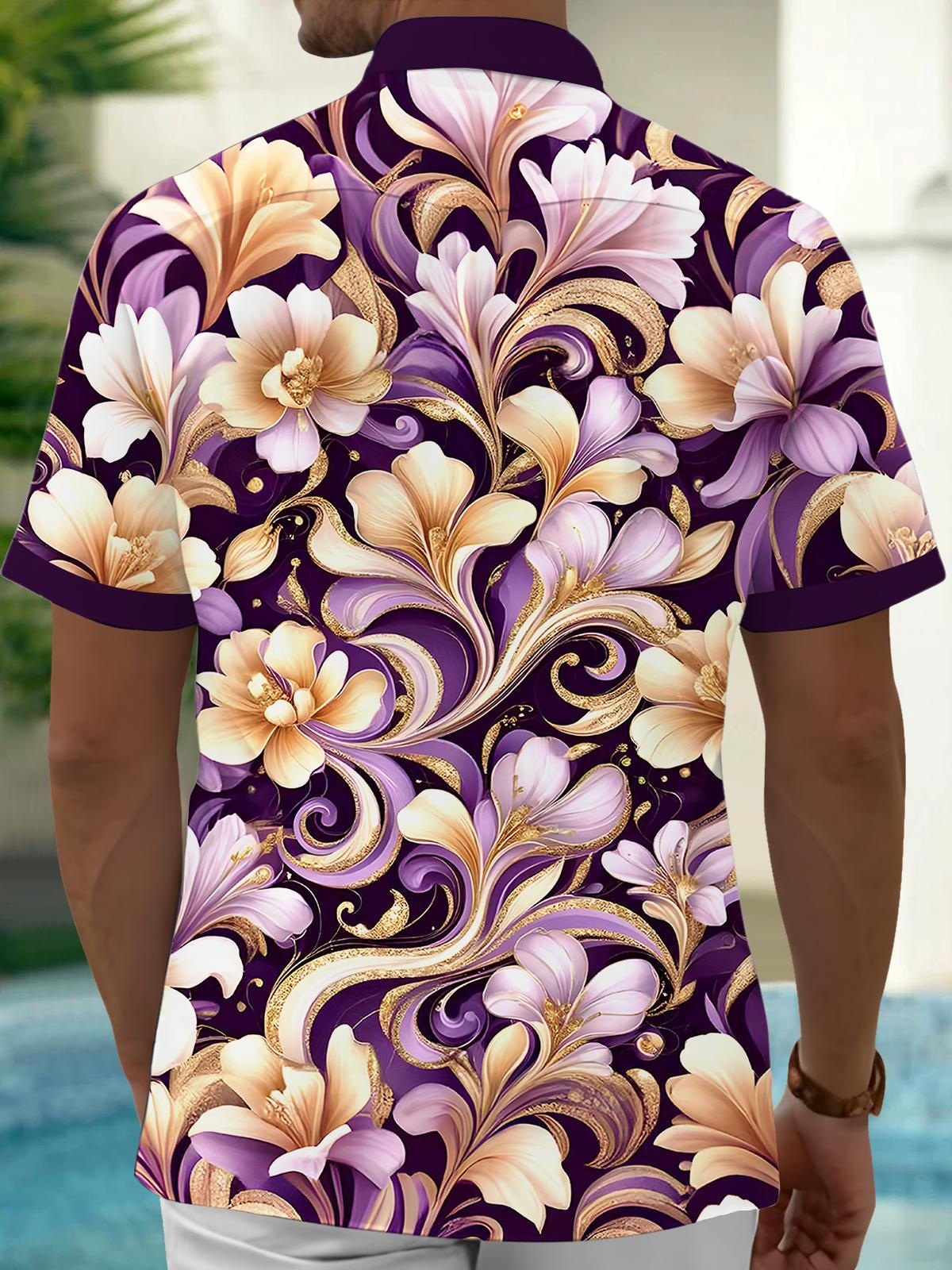 Floral Men's Pocket Short Sleeve Shirts