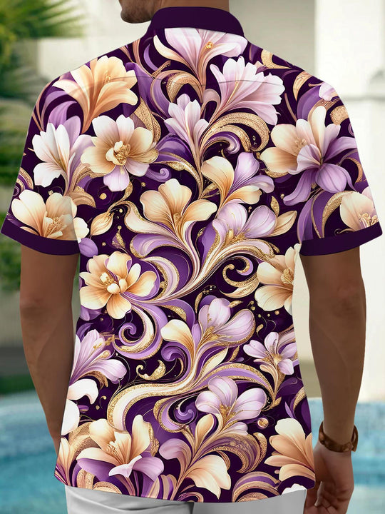 men's flower print shirt back view