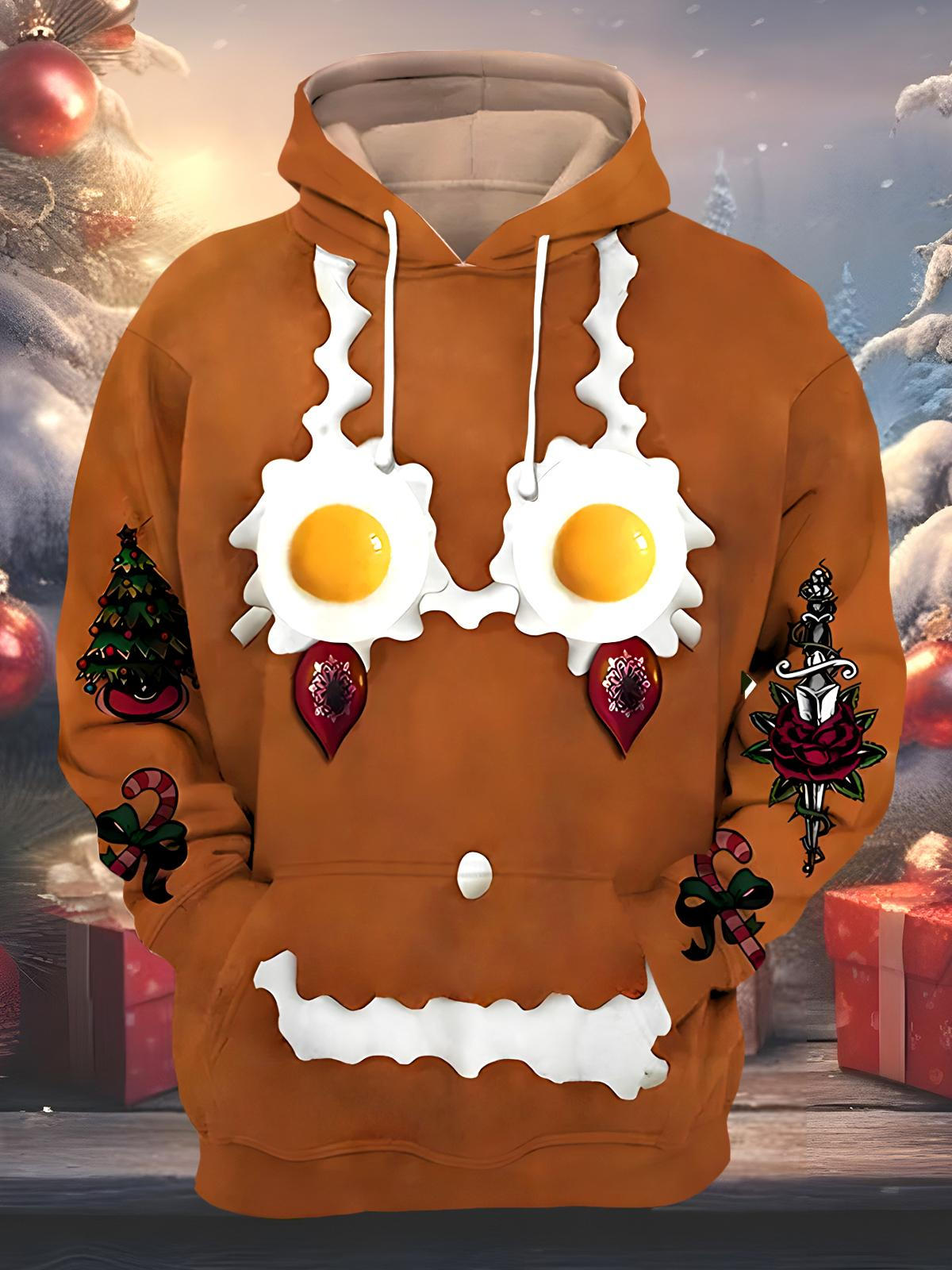 Christmas Costume Eggs Men's Long Sleeve Pocket Hoodies