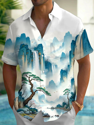 men's artistic design shirt back view