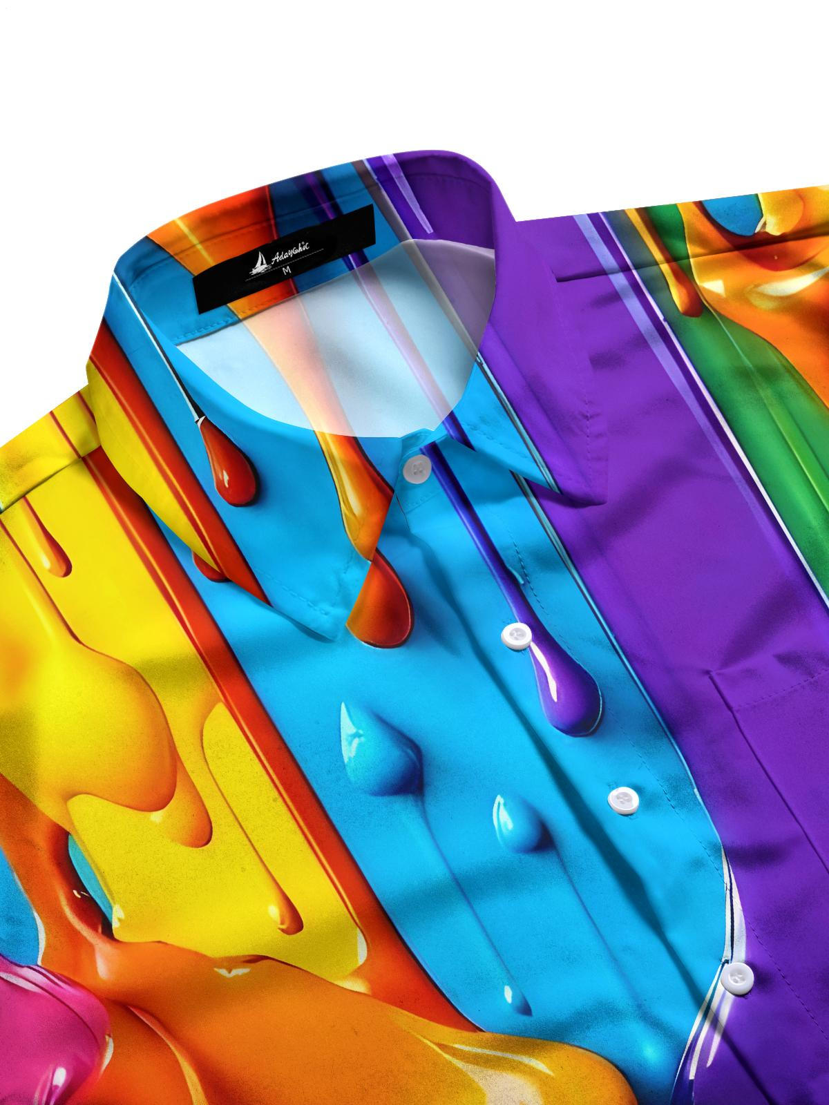 Flowing Colors Artwork Men's Pocket Short Sleeve Shirts