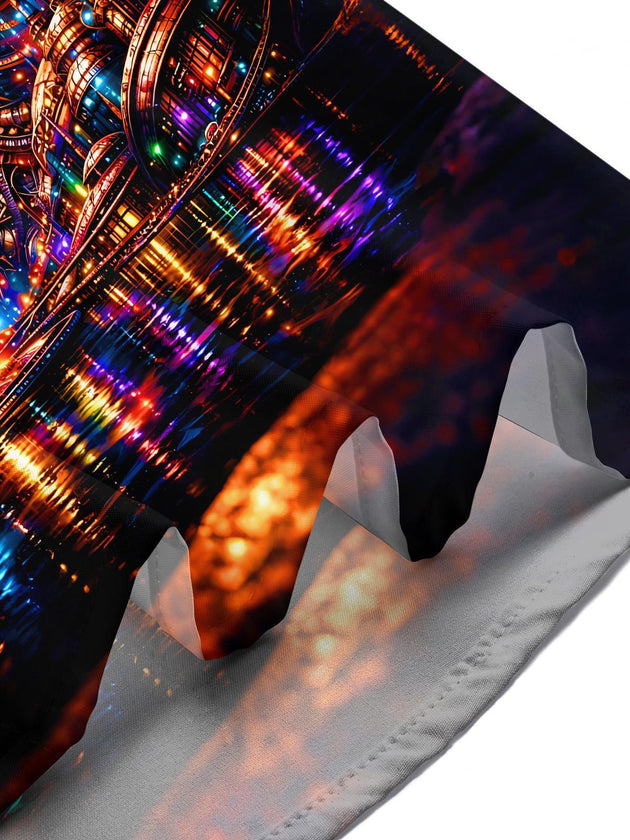 Dark Cyberpunk Colorful Cosmic Alien Men's Pocket Short Sleeve Shirts