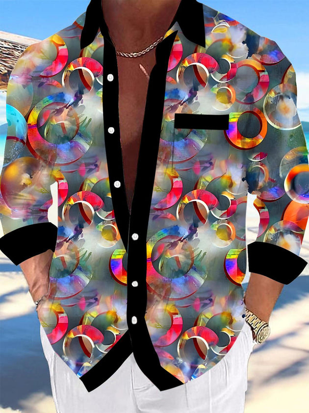 Men's tie dye long sleeve pocket shirt front view
