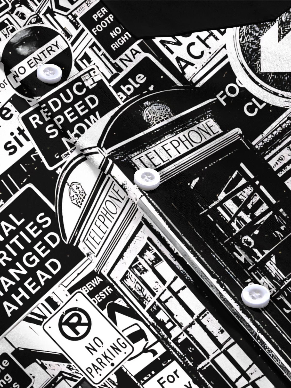 Signpost Print Men's Pocket Short Sleeve Shirts