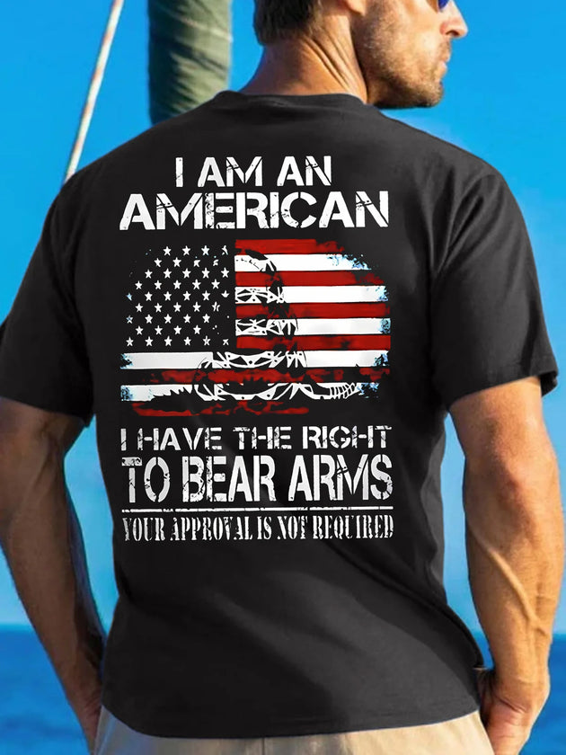 Men's American flag print graphic t-shirt short sleeve front view Independence Day