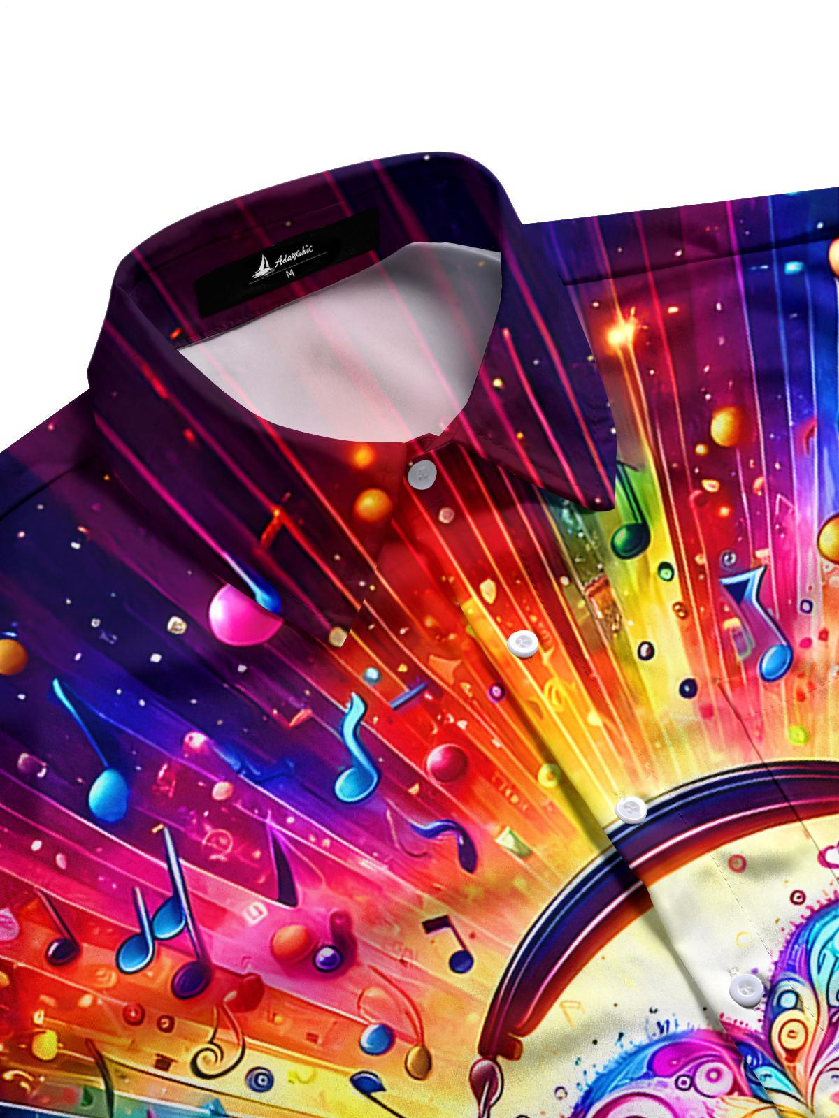 Heart Headphones Musical Note Men's Pocket Short Sleeve Shirts