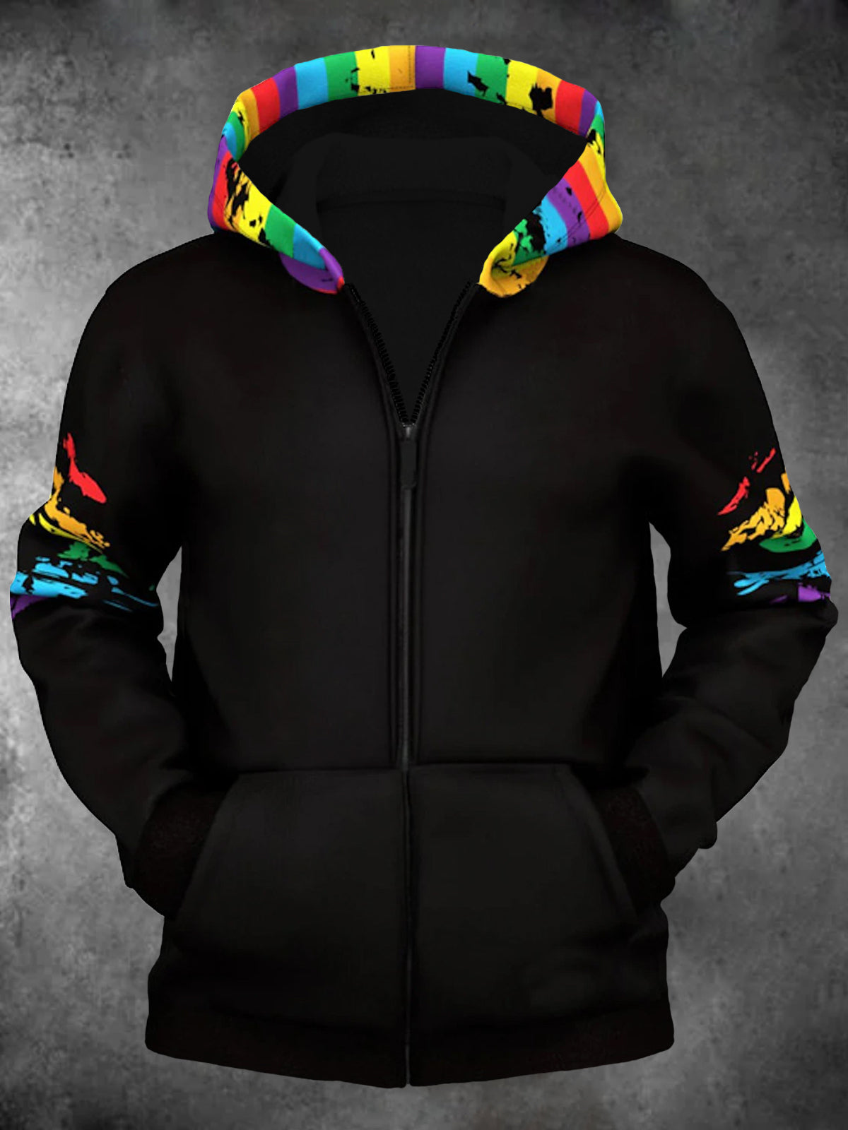 Colorful Long Sleeve Pocket Men's Zip Up Hoodies