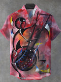 Abstract Art Men's Pocket Short Sleeve Stand Collar Shirts