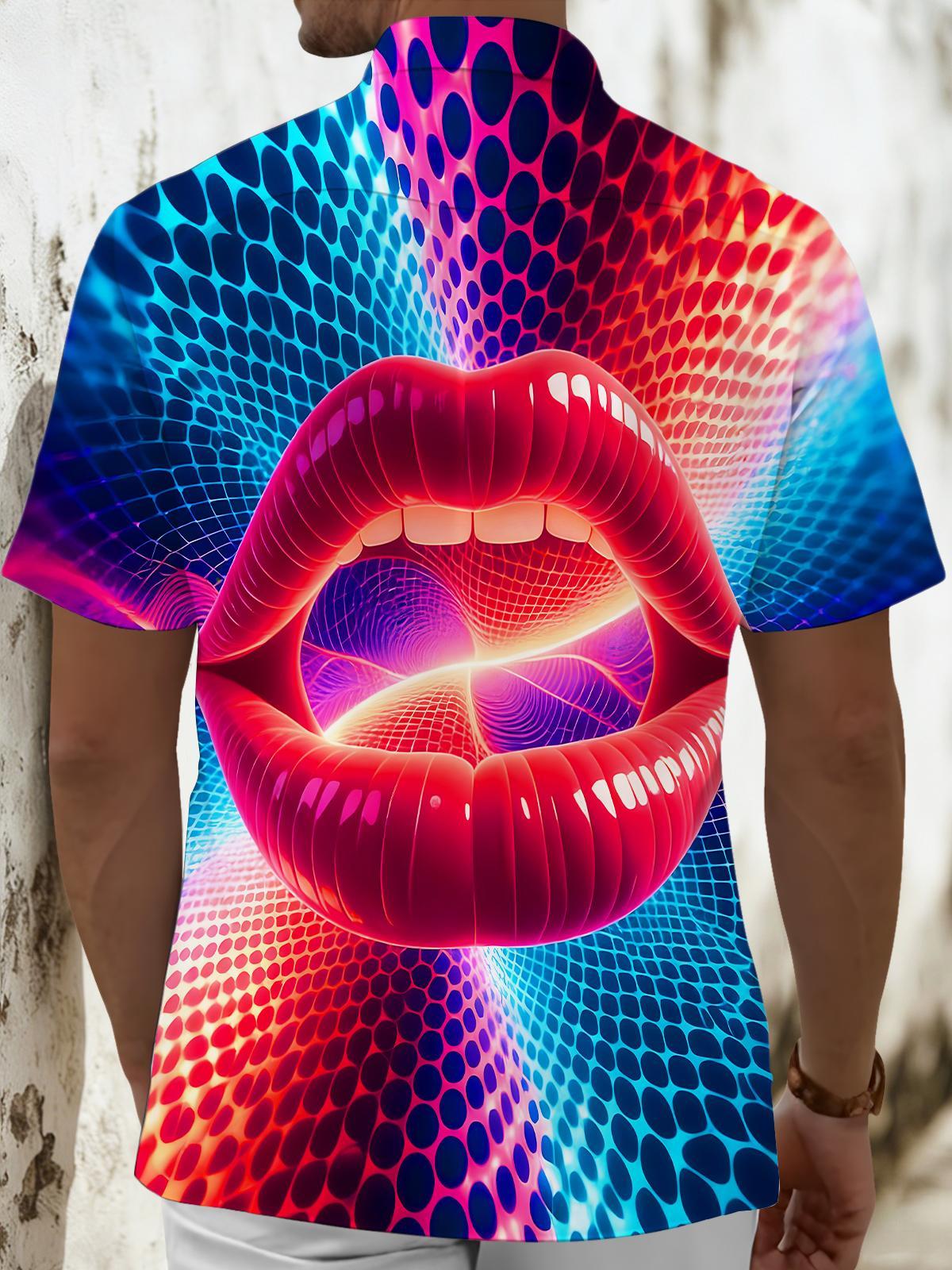 men's bright color print shirt back view