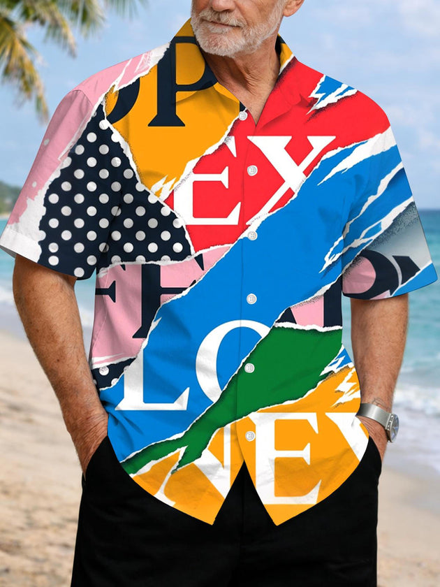 Men's geometric print short sleeve shirt front view
