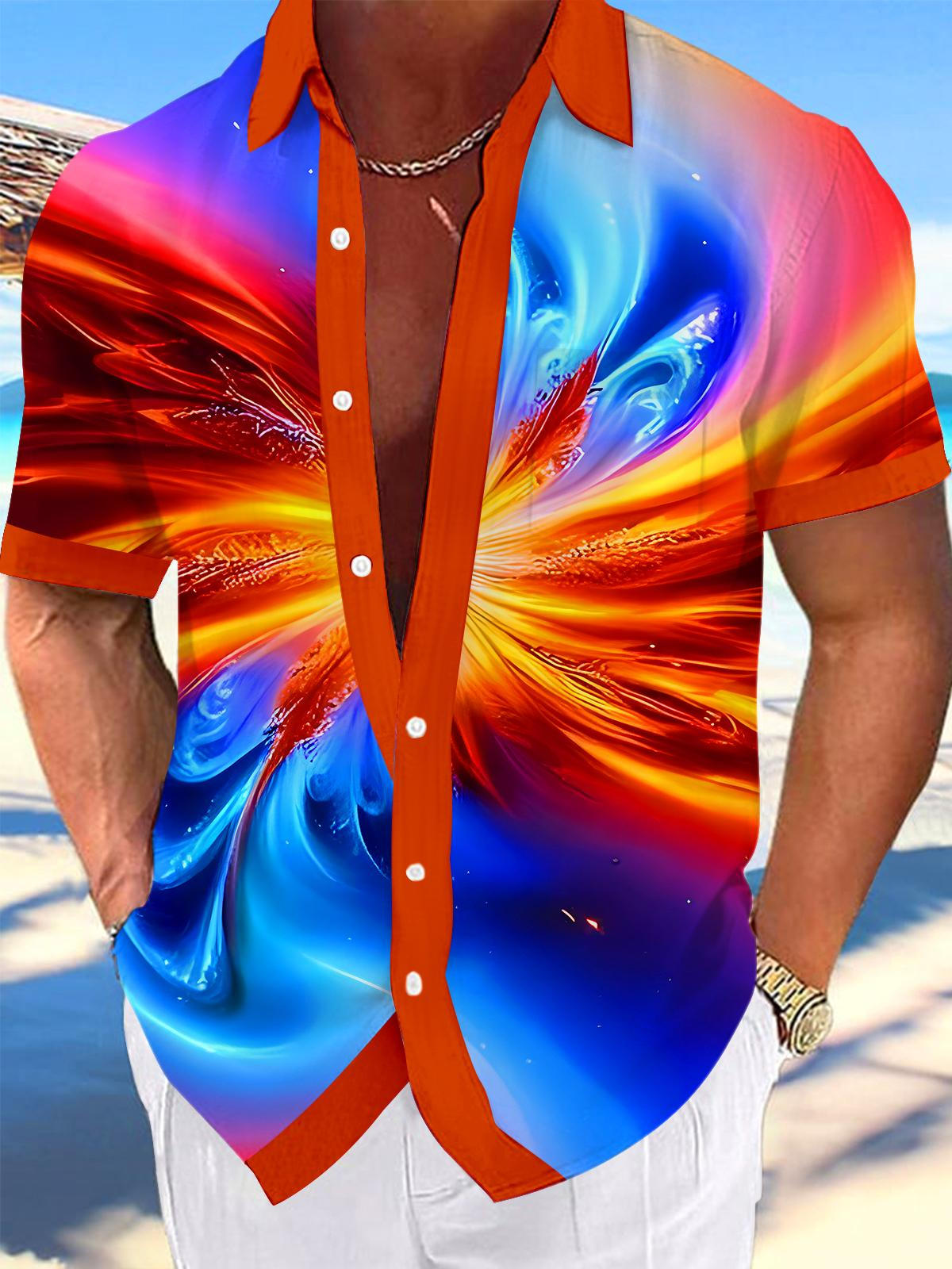 Gradient Tie Dye Men's Pocket Short Sleeve Shirts