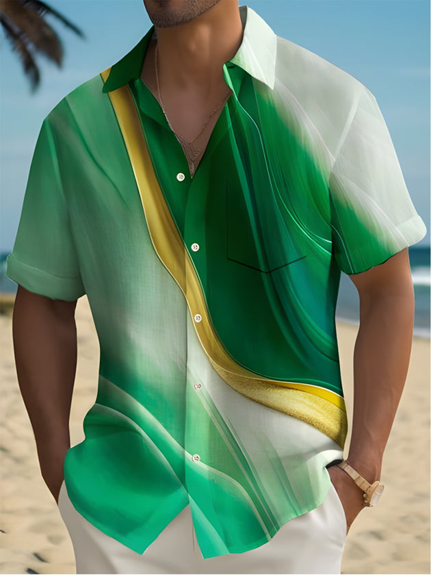 men's abstract print shirt front view