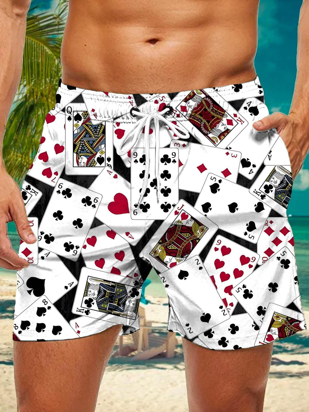 Poker Print Men's Print Pocket Shorts