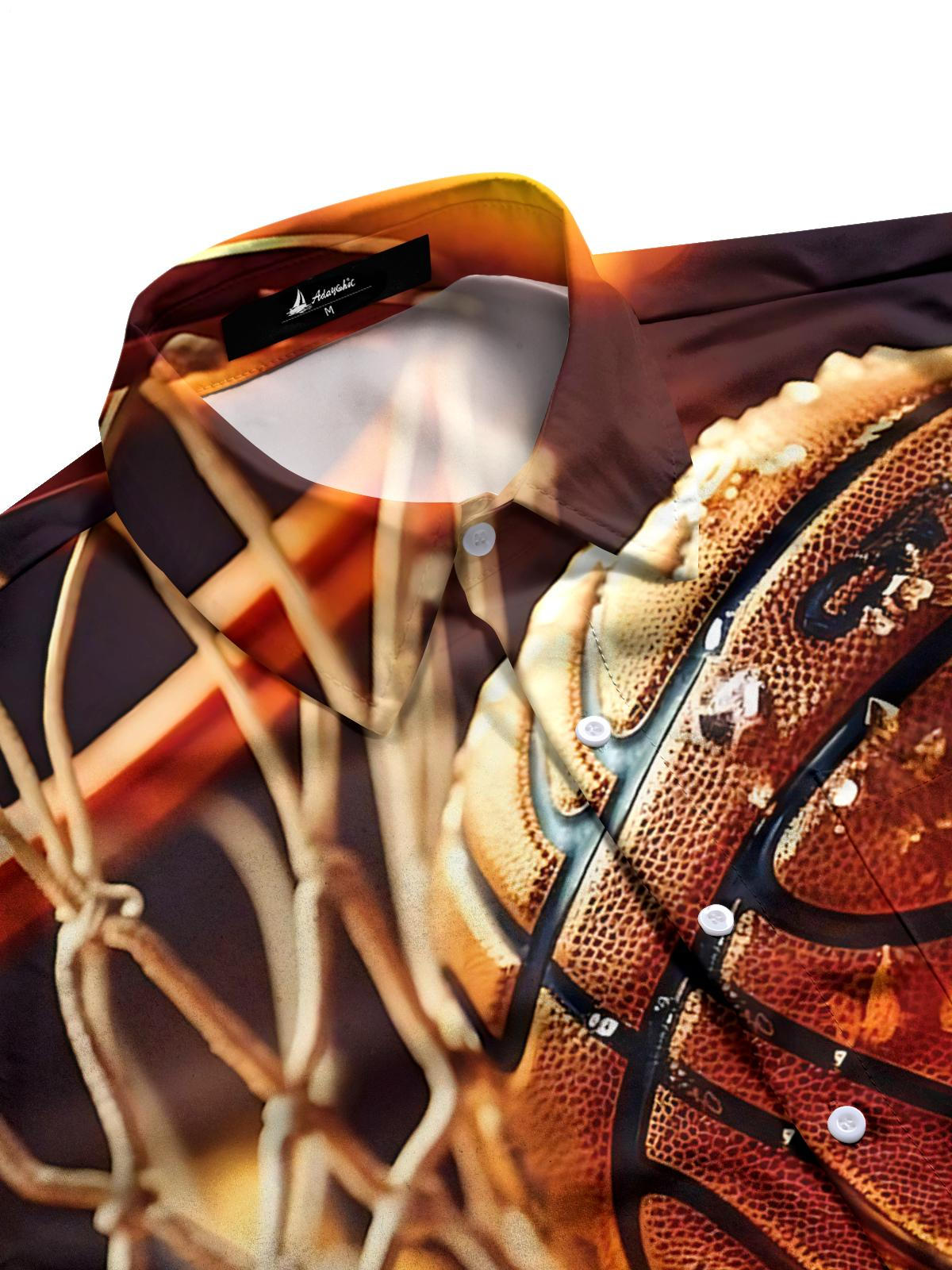 Basketball Print Men's Pocket Short Sleeve Shirts