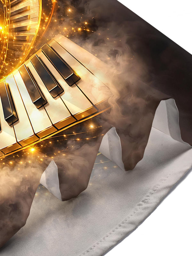Piano Musical Note Men's Pocket Short Sleeve Shirts