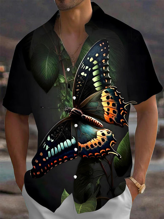 Men's butterfly pocket short sleeve shirt front view