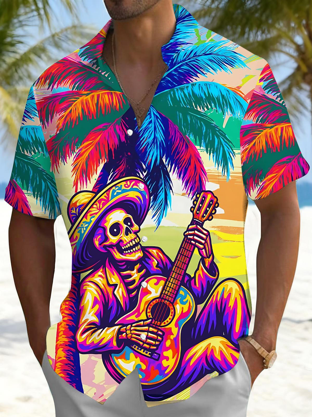 men's Hawaiian shirt front view tropical beach vacation