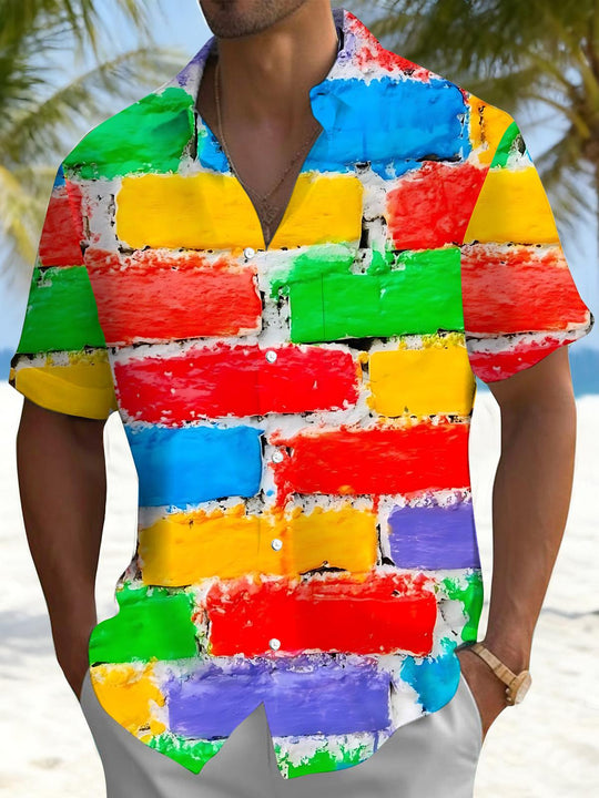 men's colorful shirt front view