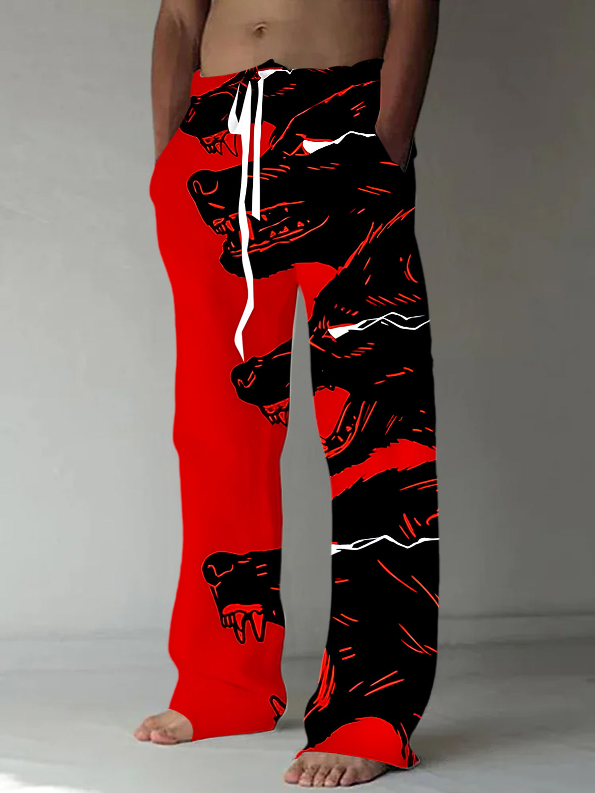 Animal Wolf Men's Casual Elastic Waist Pants