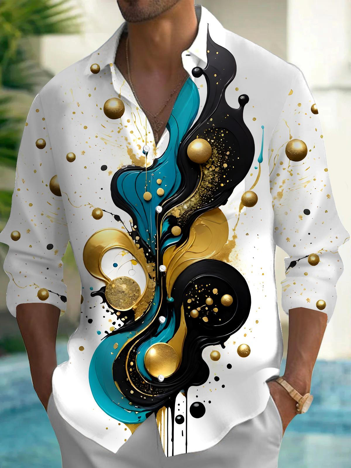 Abstract Men's Pocket Long Sleeve Shirts