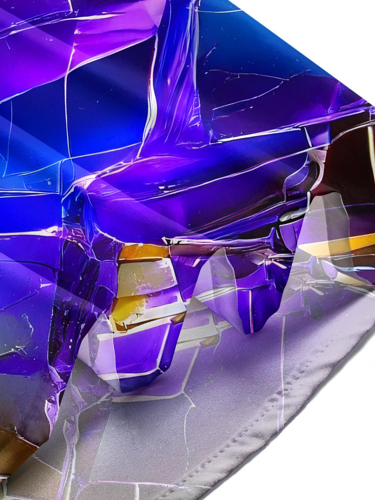 Gradient Broken Glass Print Men's Pocket Short Sleeve Shirts