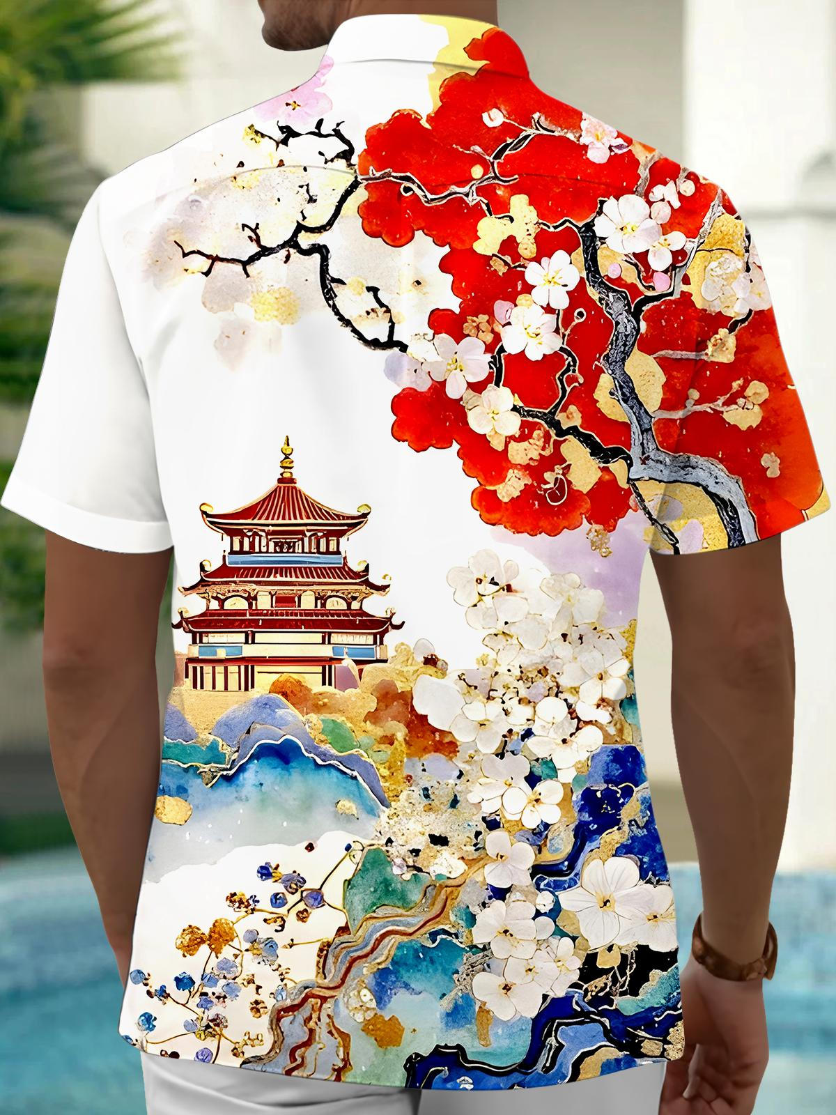 Floral Men's Pocket Short Sleeve Shirts