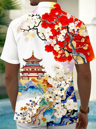 men's flower print shirt back view